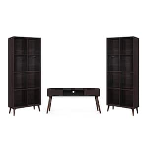 Chesline 3-Piece Walnut Entertainment Center Fits TVs Up to 49 in.