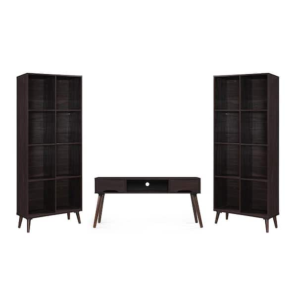 Noble House Chesline 3-Piece Walnut Entertainment Center Fits TVs Up to 49 in.