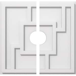 1 in. P X 5-1/2 in. C X 16 in. OD X 3 in. ID Knox Architectural Grade PVC Contemporary Ceiling Medallion, Two Piece