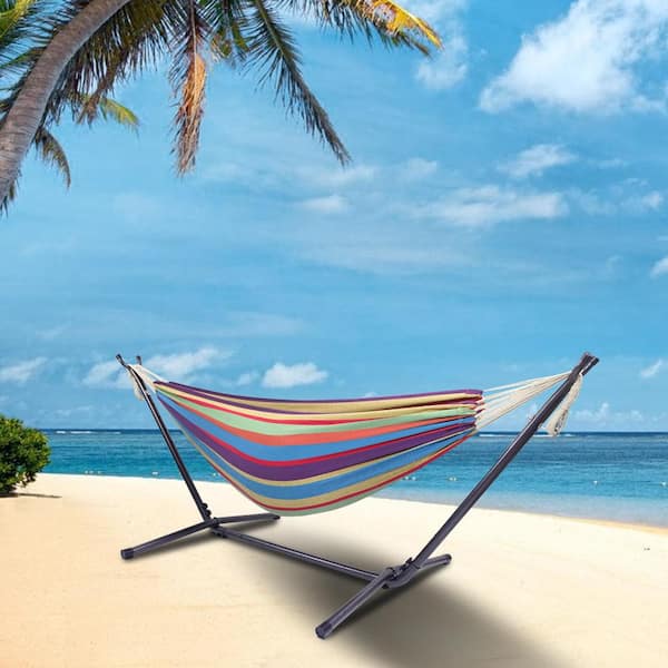 Karl home 103 in. Hammock Bed with Stand in Rainbow