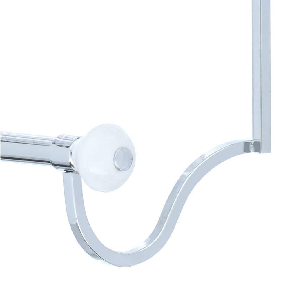 Chrome Over the Door 3-Bar Towel Rack with White Accents