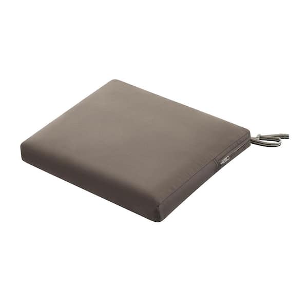 Classic Accessories Ravenna 18 in. W x 18 in. D x 2 in. Thick Outdoor Dining Chair Seat Cushion in Dark Taupe