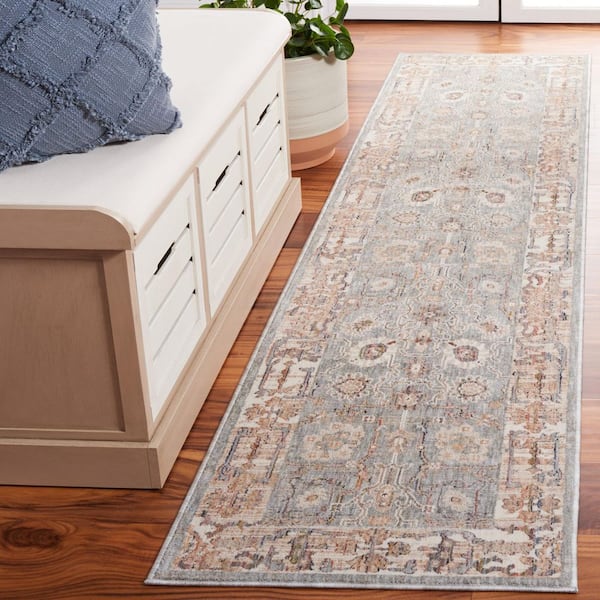 Harlow 2 ft. x 8 ft. Ivory Gray/Sage Border Floral Runner Rug