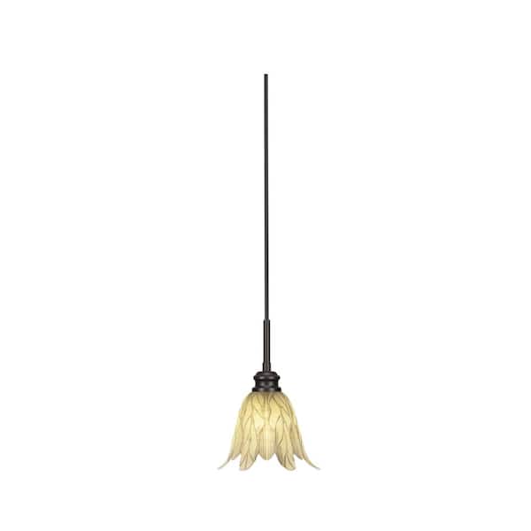 Unbranded Albany 60-Watt 1-Light Espresso Pendant Mini Pendant Light Vanilla Leaf Glass and Light Bulb Not Included