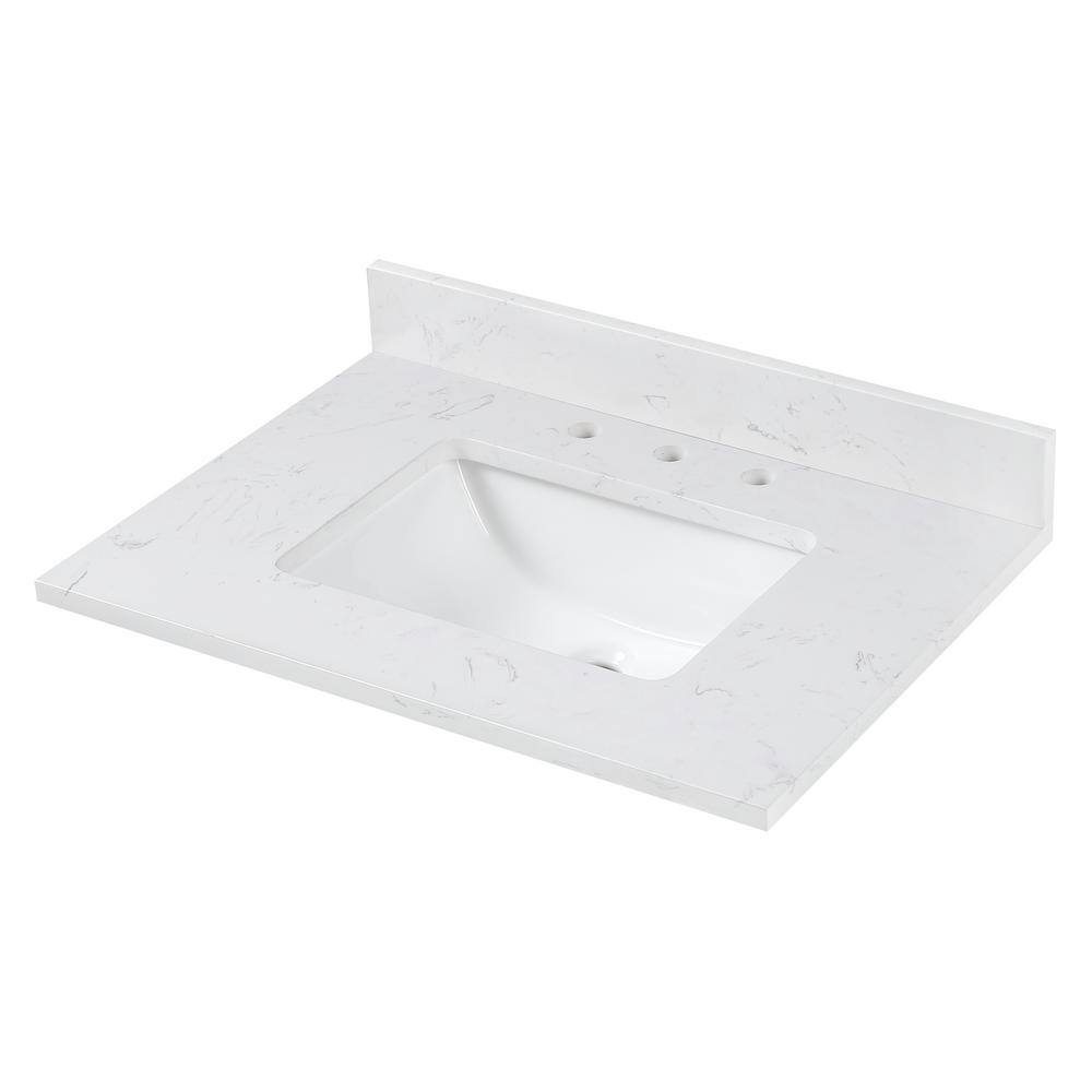 Cala White 25'' Engineered Stone Vanity Top with Sink
