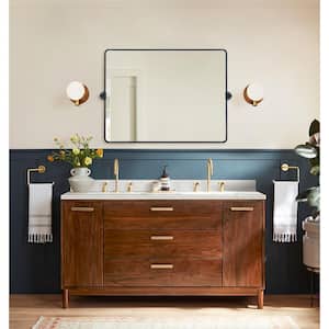 Lutalo 40 in. W x 30 in. H Rectangular Metal Framed Pivot Wall Mounted Bathroom Vanity Mirror in Matt Black