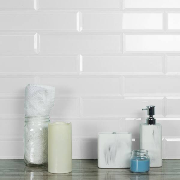 ABOLOS Frosted Elegance White Subway 3 in. x 12 in Glossy Glass Subway Tile (1 sq. ft.) ABOLOS Frosted Elegance White Subway 3 in. x 12 in Glossy Glass Subway Tile (1 sq. ft.)
