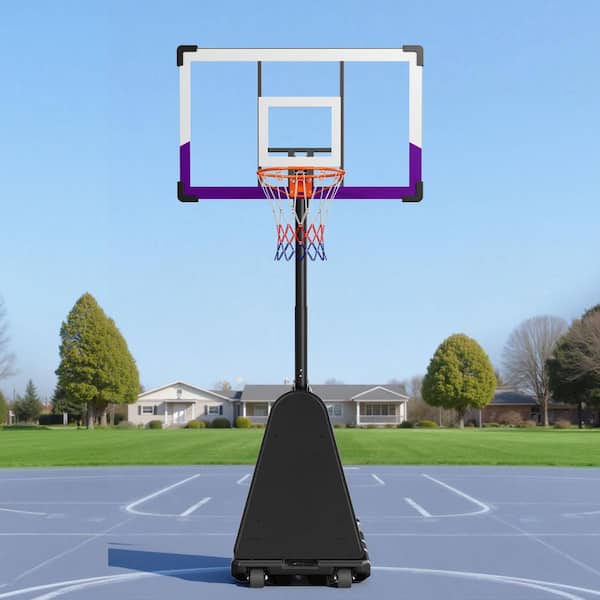 Portable Basketball Stand, 10 ft. Height Adjustment Basketball Hoop & Goal, Basketballs Hoop with 48 in. PC Backboard