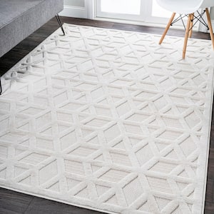 Talaia Neutral Geometric Ivory 4 ft. x 6 ft. Indoor/Outdoor Area Rug