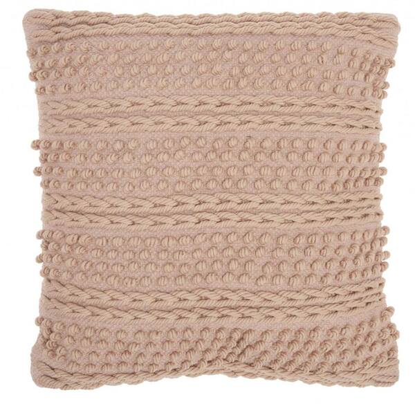 HomeRoots Jordan Blush Striped Cotton 18 in. X 18 in. Throw Pillow