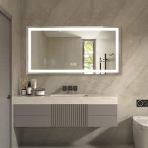60 in. W x 28 in. H Rectangular Frameless LED Light with 3 Color and Anti-Fog Wall Mounted Bathroom Vanity Mirror