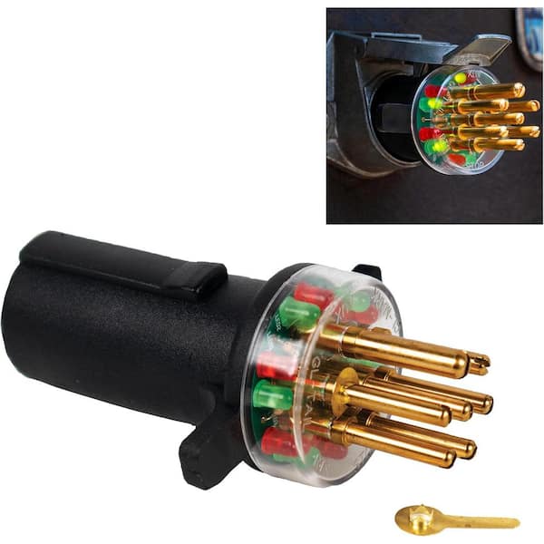 7-Way Round Pin Tractor Trailer Circuit Chaser for Testing Turn Signals and Hazard Lights