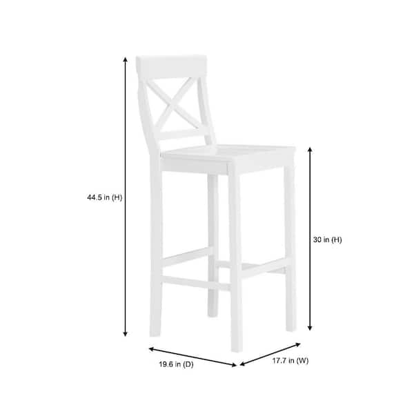 29.2 in. Cedarville White Wood Bar Stools with Cross Back (Set of 2)