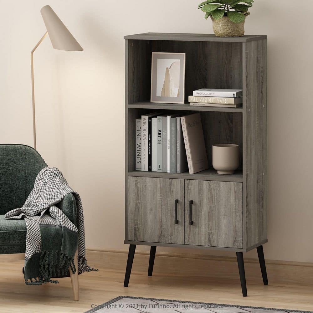 Claude French Oak Grey Mid-Century Freestanding Accent Cabinet