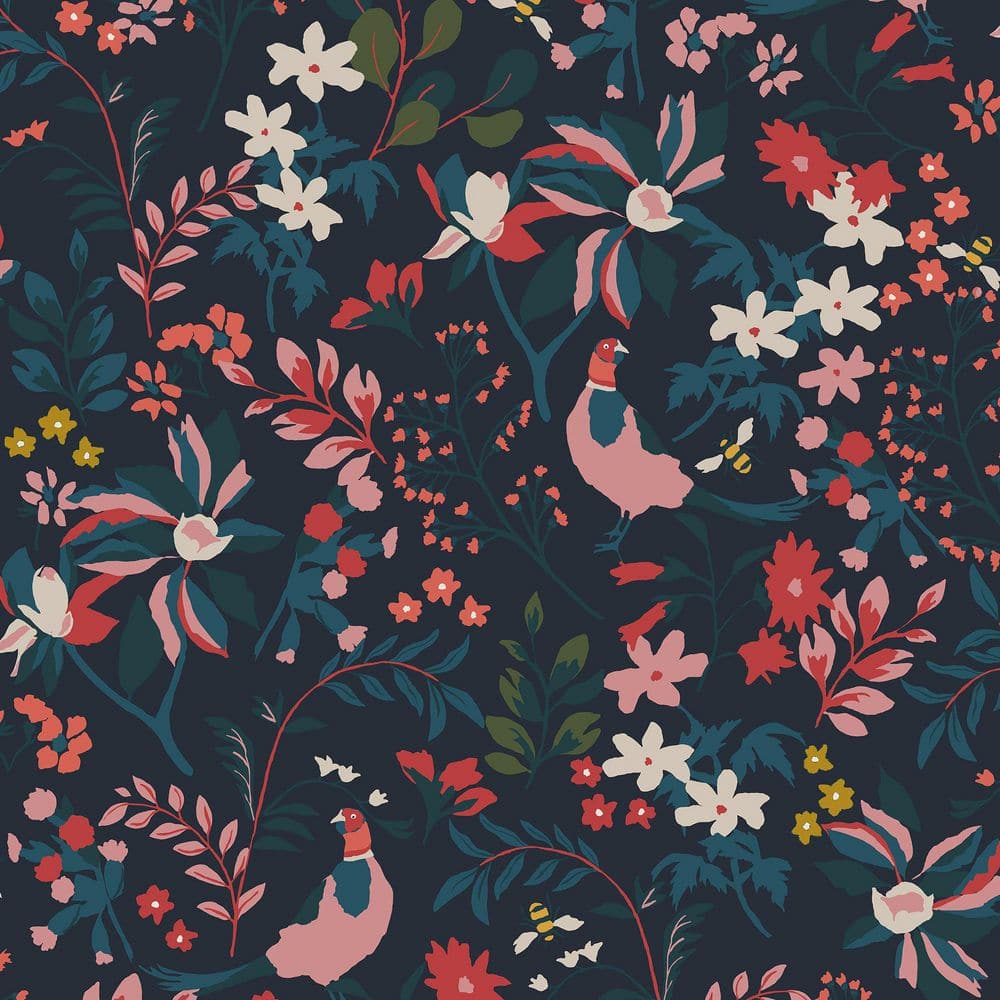 Joules Fields Edge Floral French Navy Matte Non Woven Removable Paste ...