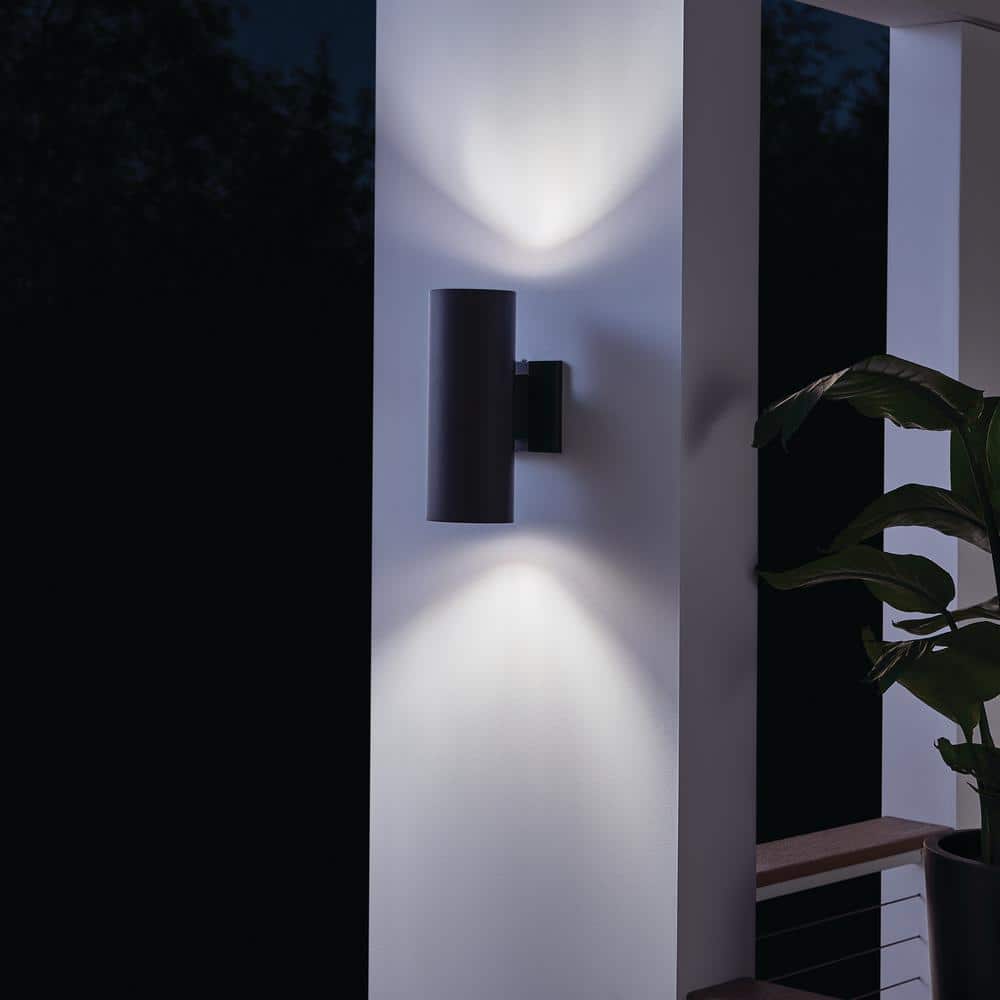 12" Black Aluminum Cylinder Outdoor Wall Sconce