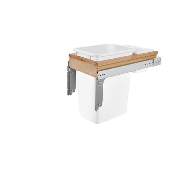 Rev-A-Shelf Single 35 Qt. Pull-Out Top Mount Maple and White Container for 1-1/2 in. Face Frame Cabinet