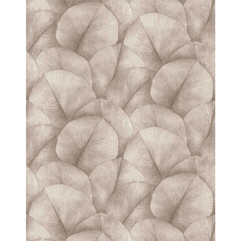 Kumano Collection Brown Repeatable Palm Leaf 4-Panel Wall Mural 8.8 ft. hig