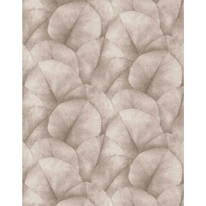 Kumano Collection Brown Repeatable Palm Leaf 4-Panel Wall Mural 8.8 ft. high x 6.9 ft. wide