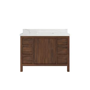 Elizabeth Teak 48 in. W x 22 in. D x 36 in. H Single Sink Bath Vanity in Dark Walnut with 2" Calacatta Laza Top