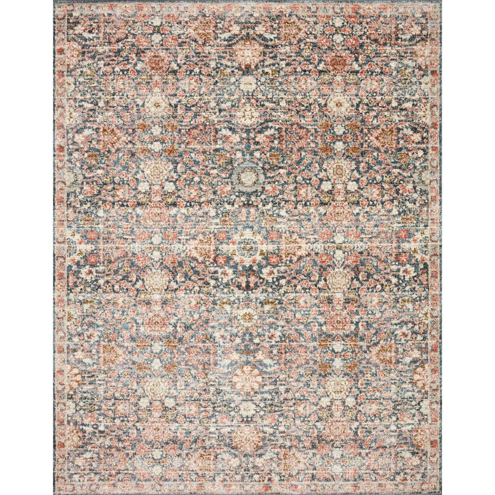 Elegant Navy and Rust 5'-3" x 7'-6" Viscose Area Rug