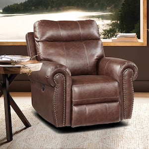 Bryce Brown Faux Leather Power Recliner with Power Headrest, Receptacle ...