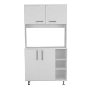 37.4 in. W x 15.74 in. D x 70.86 in. H 3-Shelf 4-Door Kitchen Pantry Cabinet White Cabinet Color Sample