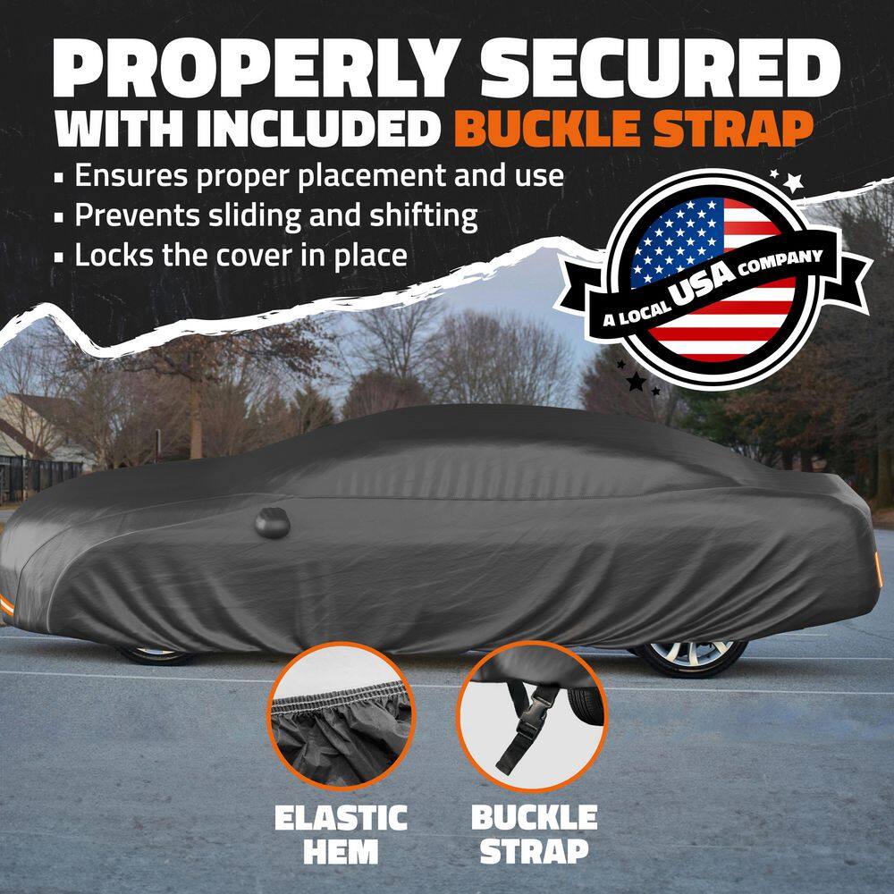 Heavy Duty Black Waterproof PVC Cotton Lined Sedan Car Cover