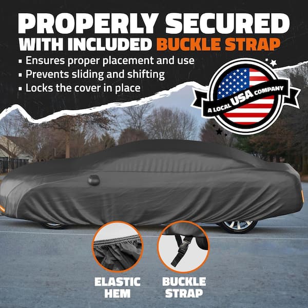 Mockins 175 in. x 70 in. x 60 in. Extra Thick Heavy-Duty Waterproof Car Cover - 250 g PVC Cotton Lined - Black