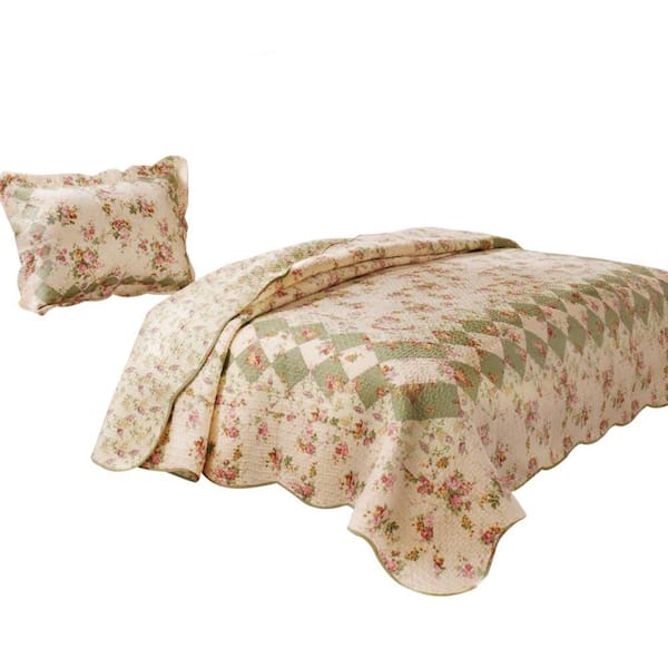 Benjara 2-Piece Multicolor Solid Twin Size Microfiber Quilt Set