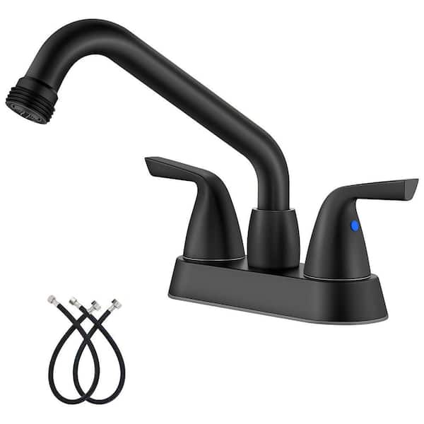 2-Handle 4 in. Centerest Utility Faucet in Matte Black
