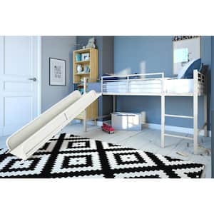 Jade White Metal Junior Loft Bed With Slide