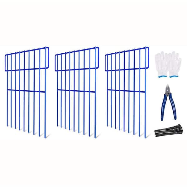 25 Pack 3 in. No Dig Animal Barrier Fence Panels Rustproof Spike Spacing for Dogs Rabbits Outdoor Yard Blue