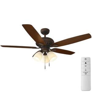 Rockport 52 in. Oil Rubbed Bronze LED Smart Ceiling Fan with Light Kit and Remote Works with Google Assistant and Alexa