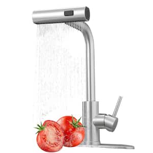 Commercial Utility Single Handle Pull Down Sprayer Kitchen Faucet with 3 Function in Brushed