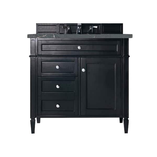 Brittany 36.0 in. W x 23.5 in. D x 34.0 in. H Bathroom Vanity in Black Onyx with Parisien Bleu Silestone Quartz Top
