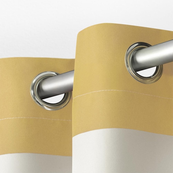 Cabana Sundress Yellow Stripe Light Filtering 54 in. x 108 in. Grommet Top Indoor/Outdoor Curtain Panel (Set of 2)