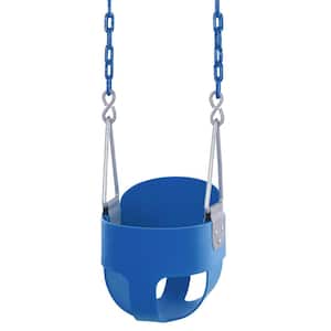 Machrus Swingan High Back, Full Bucket Toddler and Baby Swing with Vinyl Coated Chain Fully Assembled, Blue