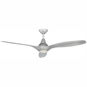 Tidal Breeze 56 in. Indoor LED Silver Ceiling Fan with Light Kit and Remote Control