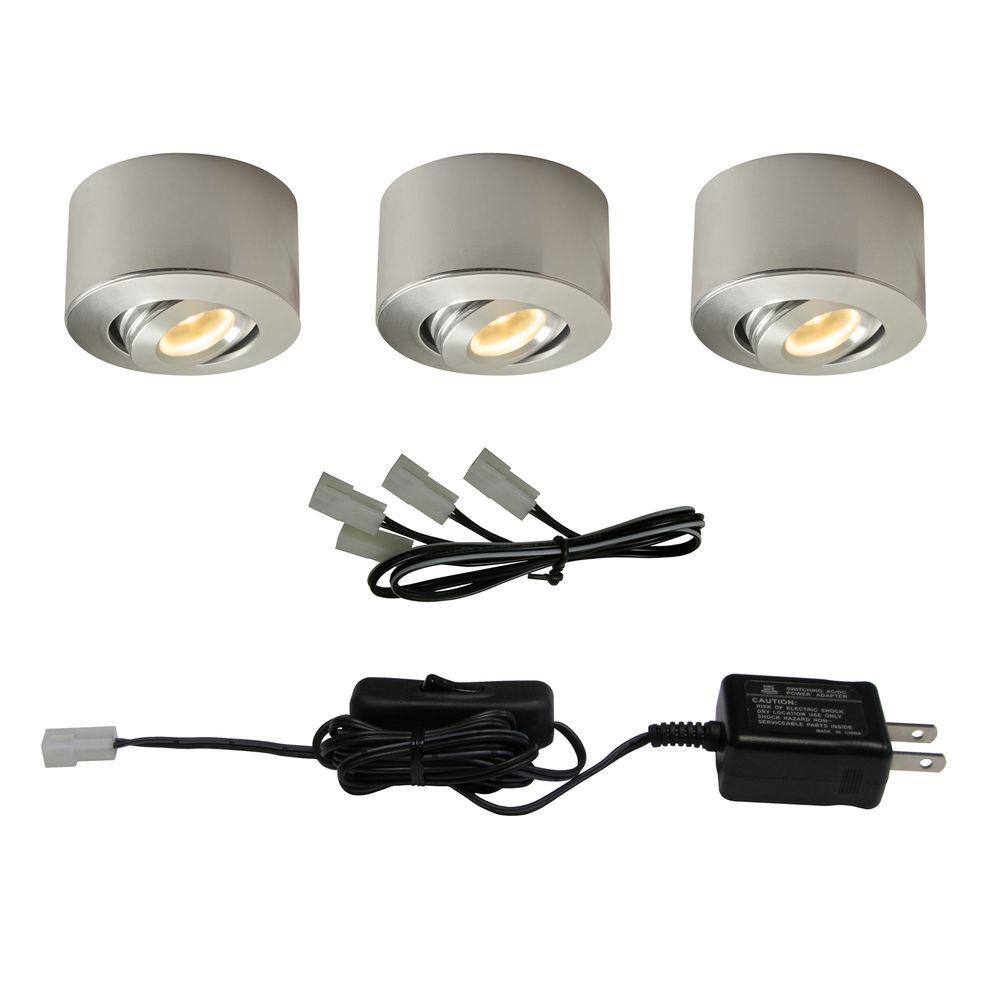 Commercial Electric LED Sandblasted Aluminum Under Cabinet Mini Puck ...