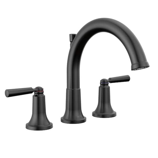 Delta Saylor 2-Handle Deck Mount Roman Tub Faucet Trim Kit in Matte Black (Valve Not Included)