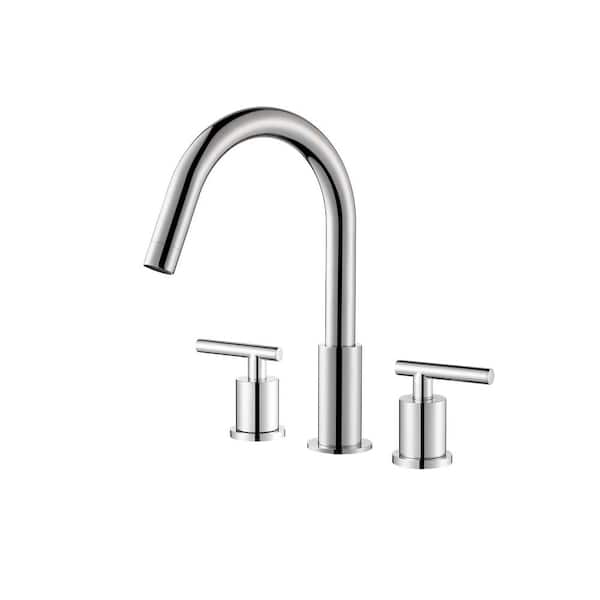 ROSWELL Lodosa 8 in. Widespread Double Handle Bathroom Faucet in Polished Chrome