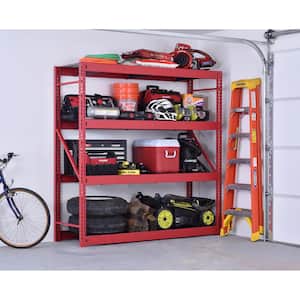 4-Tier Industrial Duty Steel Freestanding Garage Storage Shelving Unit in Red (77 in. W x 78 in. H x 24 in. D)