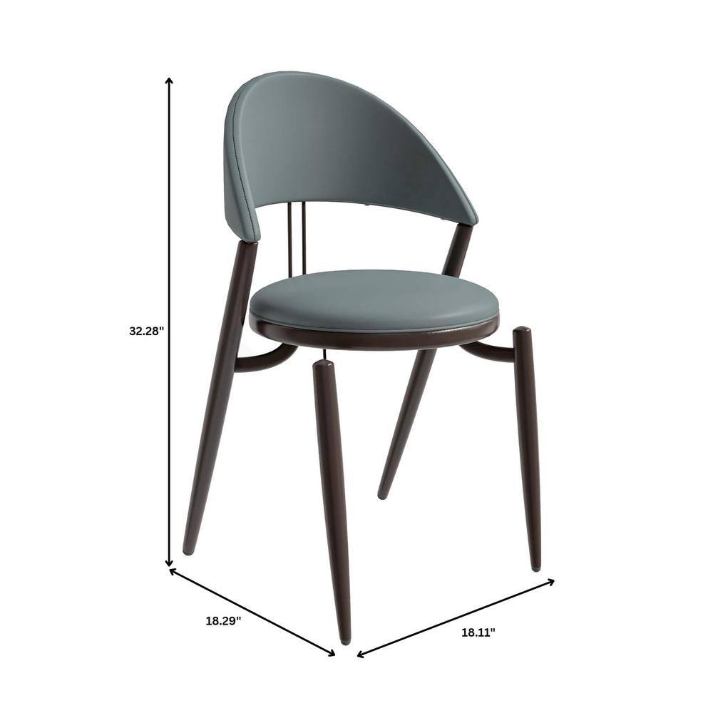 Venice Light Grey Leather Upholstered Side Chair with Metal Legs