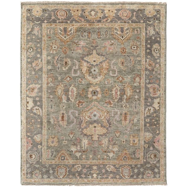 Gray, Gold Oriental 6 ft. x 9 ft. Area Rug