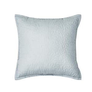 Elwood Blue Polyester Leaf 16 in. Square Quilted Decorative Throw Pillow 16 in. L x 16 in. W