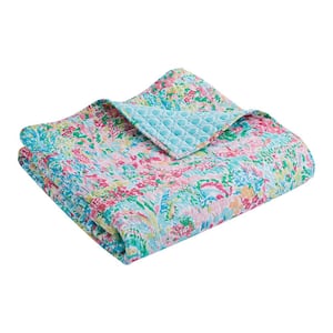 Karolynna Multi-Color Floral Quilted Cotton Throw Blanket
