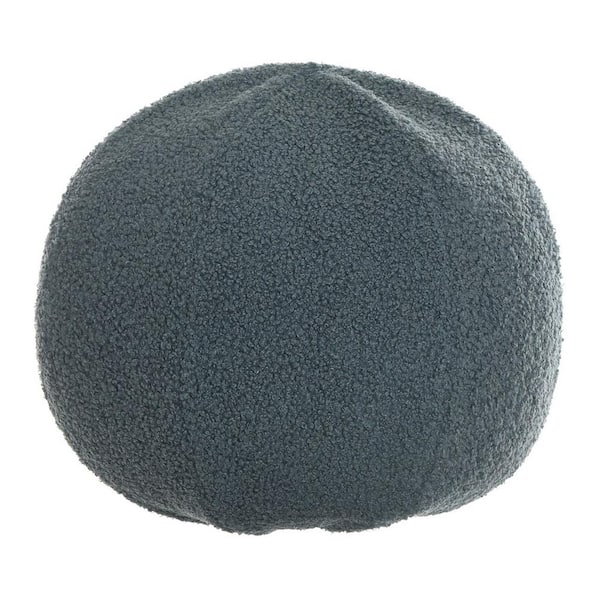 Sphere Plush Stone Blue Solid Cotton 12 in. x 12 in. Throw Pillow