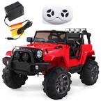 12-Volt Kids Ride On Truck Battery Powered Car with Remote Control MP3 Music LED Lights, Red