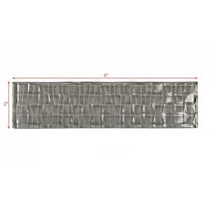 Coastal Style Glossy Pebble Gray Subway 2 in. x 8 in. Textured Glass Wall Tile (0.111 sq.ft/Piece)
